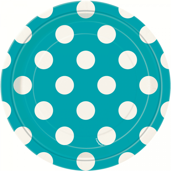 Polka Dots 17cm Plates Caribbean Teal 8PK