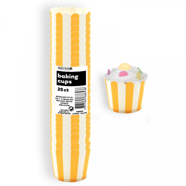 Stripes Yellow Baking Cups 25PK