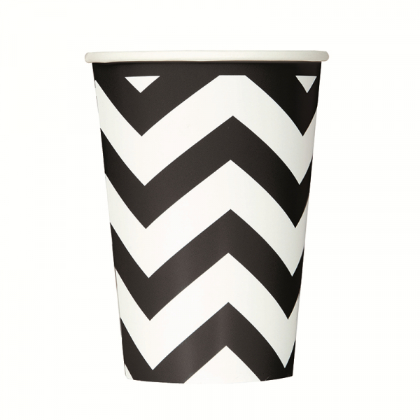 Chevron Cups 355ml Black 6PK