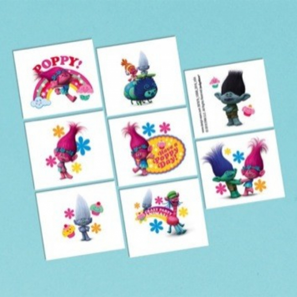 Trolls Tattoo Favors 8PK