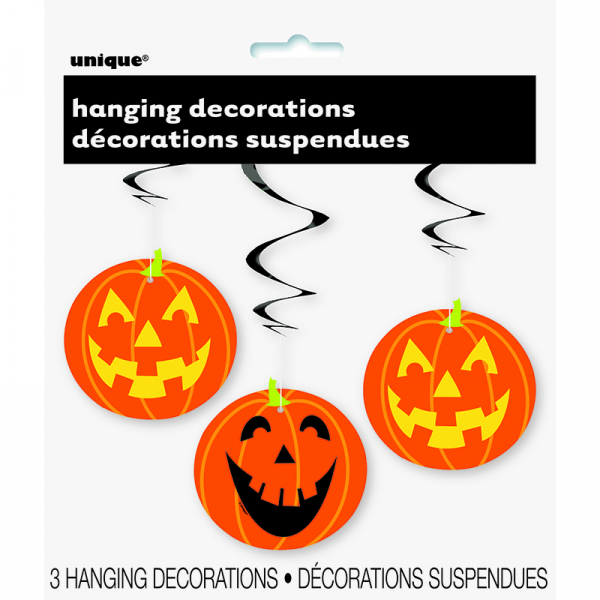 Pumpkin Swirl Hanging Decoration 3PK