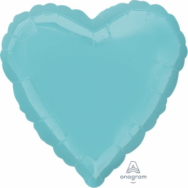 45cm Heart Foil Balloon Robins Egg Blue Inflated with Helium