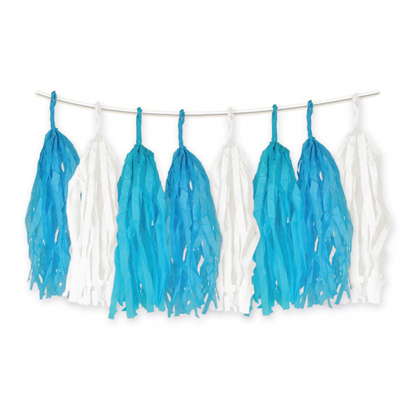 Tassel Garland Blue White 15PK