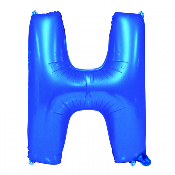 86cm 34 Inch Gaint Alphabet Letter Foil Balloon Royal Blue H Inflated with Helium