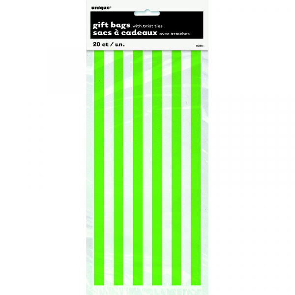 Stripes Lime Green Cello Bag 20PK