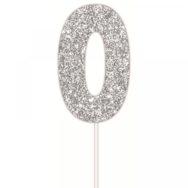 Silver Glitter Cake Topper 0