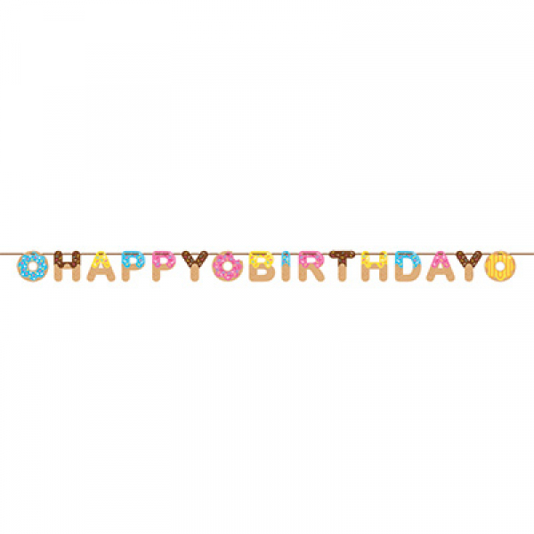 Donut Time Ribbon Banner Happy Birthday