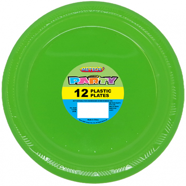 Plastic Around Plates 18cm Lime Green 12PK