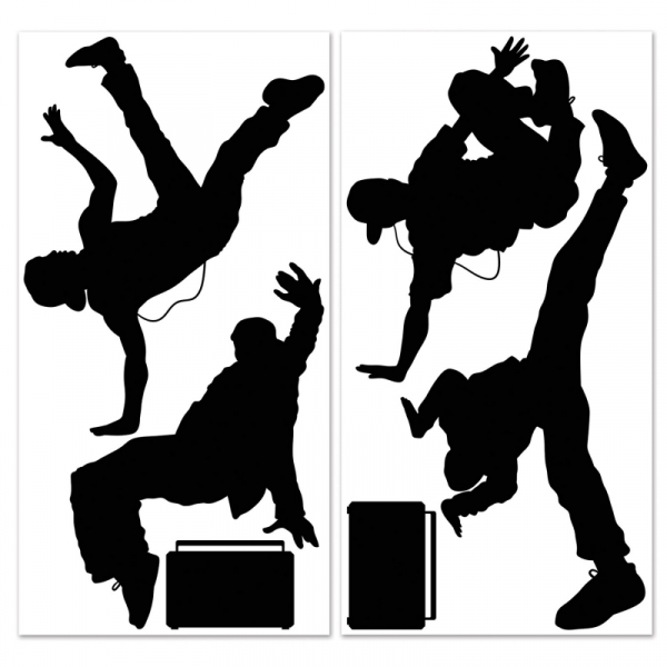 80's Break Dancers Wall Decorations Insta-Theme Props 6PK