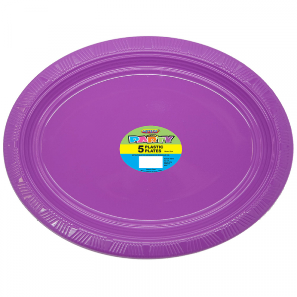 Oval Plastic Plates Purple 5PK