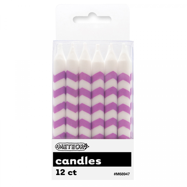 Chevron Candles Purple 12PK