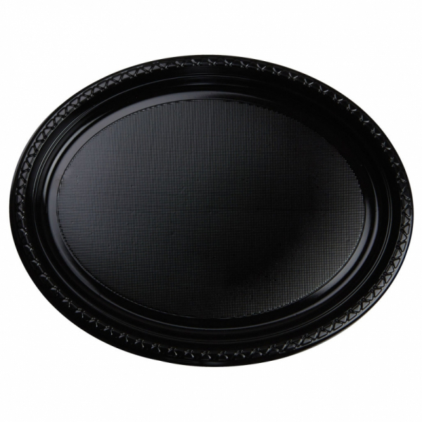 Five Star Oval Large Plate 32.9cm x 24.5cm Black 20PK