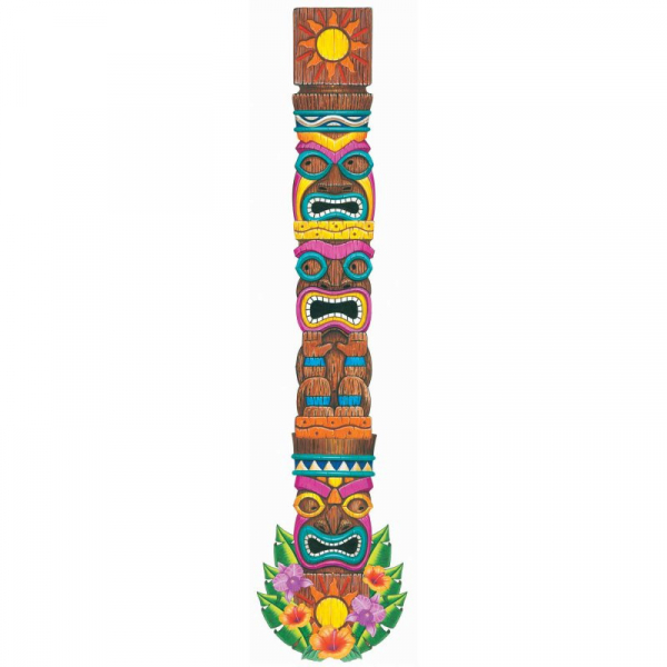 Summer Luau Jointed Cardboard Tiki Island Totem Pole Cutout