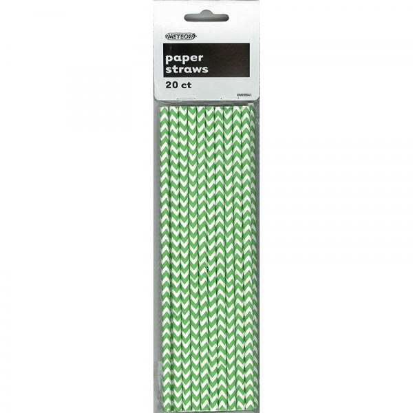 Chevron Paper Straws Green 20PK