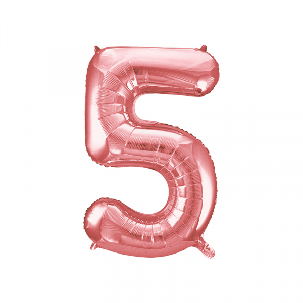 86cm 34 Inch Gaint Number Foil Balloon Rose Gold 5 Inflated with Helium