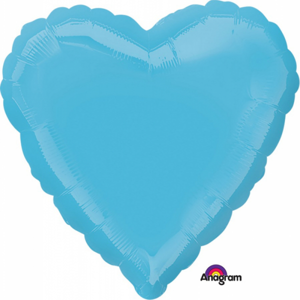 45cm Heart Foil Balloon Caribbean Blue Inflated with Helium