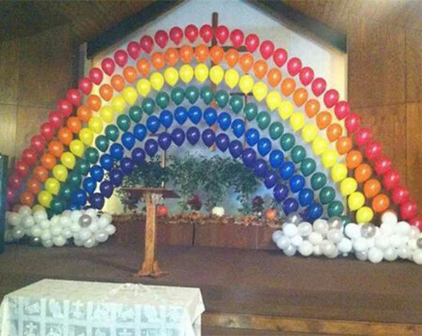 Gaint Rainbow String of Pearls Helium Balloon Arch with Cloud