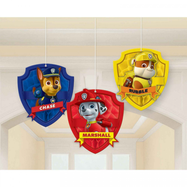 Paw Patrol Honeycomb Decorations 3PK