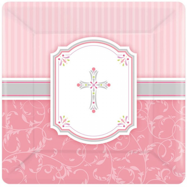 Blessings Pink 17cm Square Plate 8PK