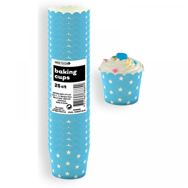 Stars Baking Cups Pastel Blue 25PK