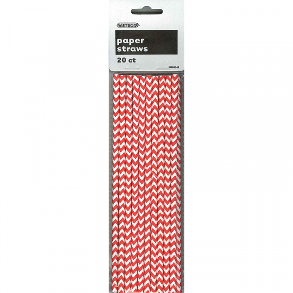 Chevron Paper Straws Red 20PK