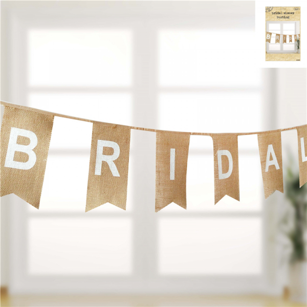 Bridal Shower Bunting Hessian 12PK