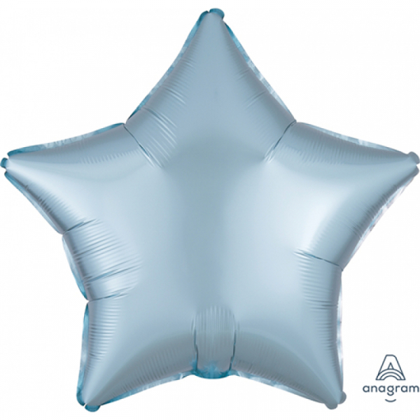 45cm Star Foil Balloon Satin Pastel Blue Inflated with Helium