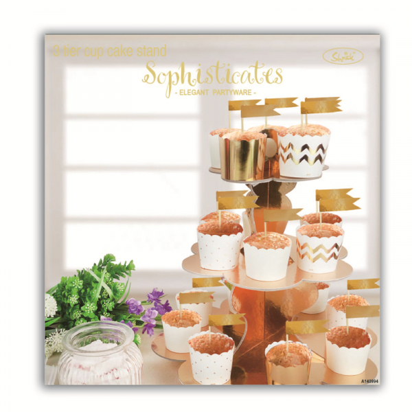 Metallic Gold 3 Tier Cup Cake Stand