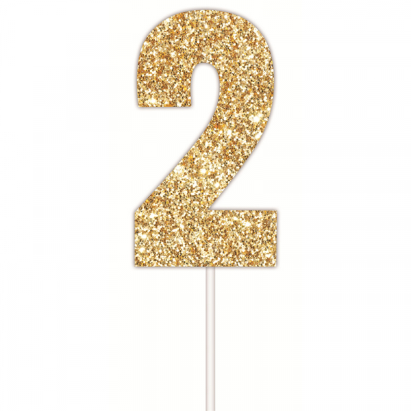 Golden Glitter Cake Topper 2