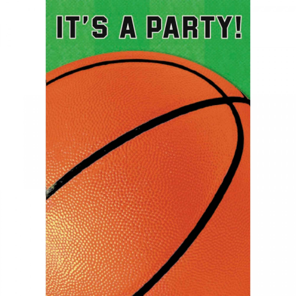 Basketball Fan Folded Invitations 8PK