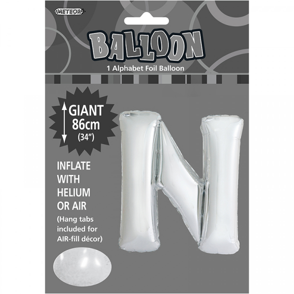 86cm 34 Inch Gaint Alphabet Foil Balloon Silver N