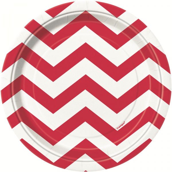 Chevron 17cm Plates Red 8PK