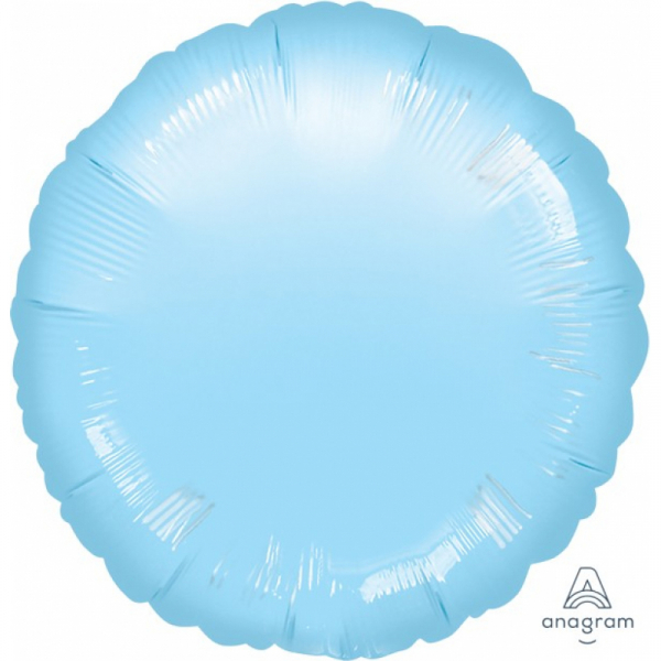 45cm Round Foil Balloon Pastel Blue Inflated with Helium