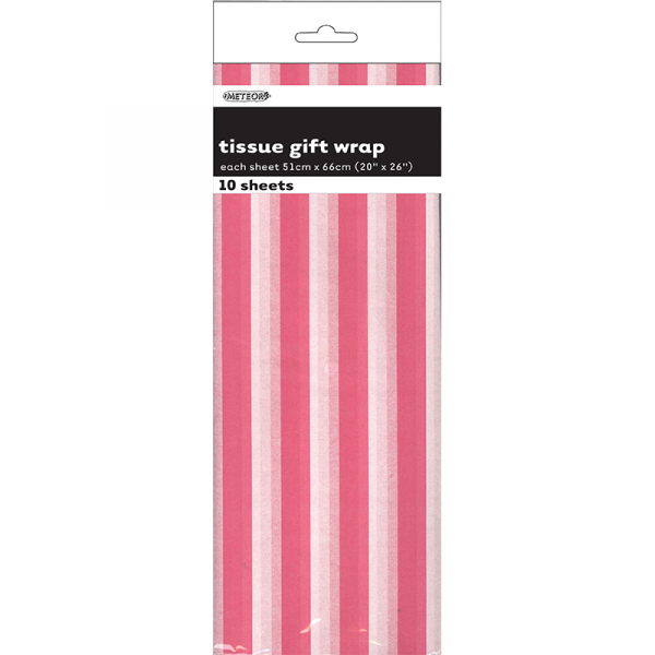 Stripes Hot Pink Tissue Sheet Gift Wrap 10PK