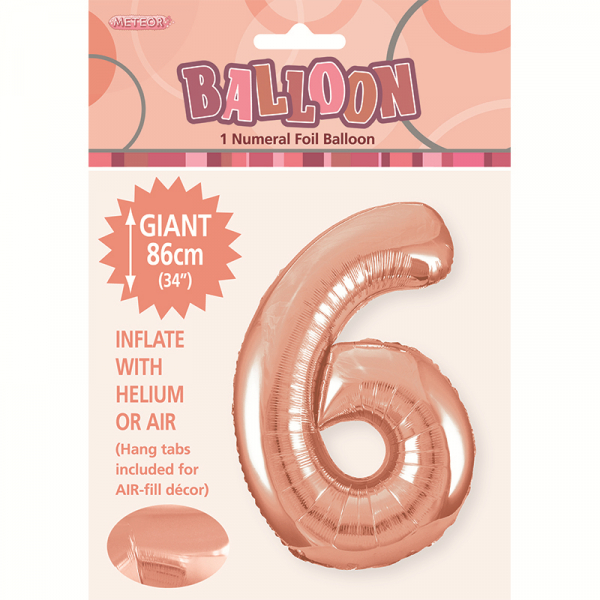 86cm 34 Inch Gaint Number Foil Balloon Rose Gold 6
