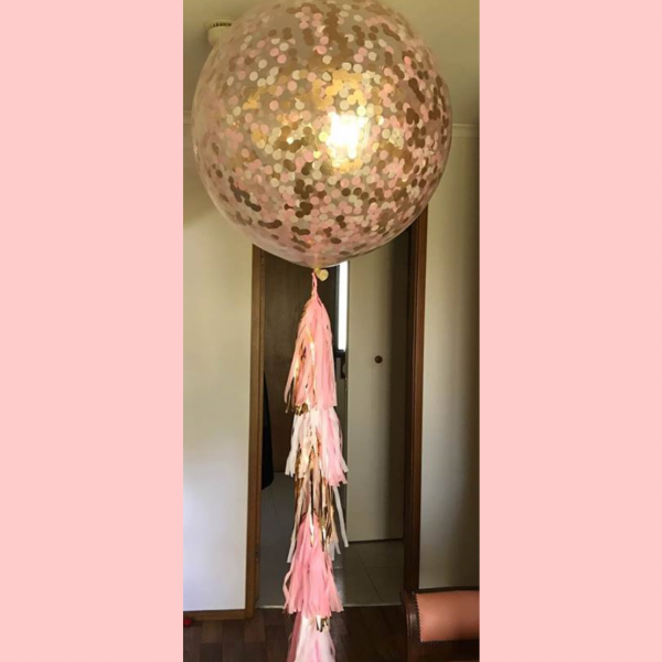 60cm Confetti Premium Latex Balloon with Helium & Weight & Tassel