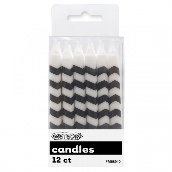 Chevron Candles Black 12PK