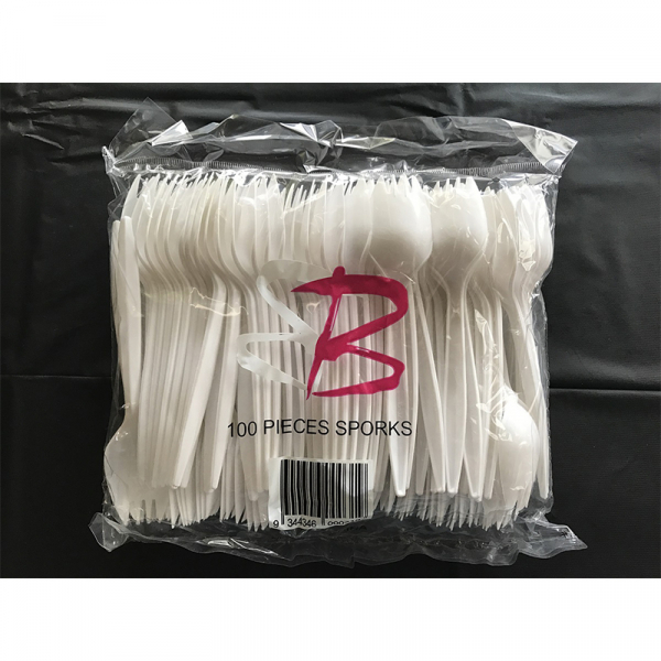 White Plastic Sporks 100PK