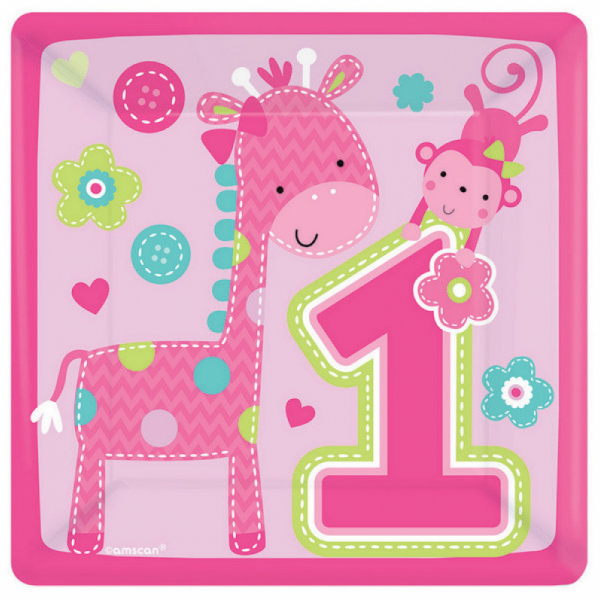 One Wild Girl 17cm Square Plates 8PK