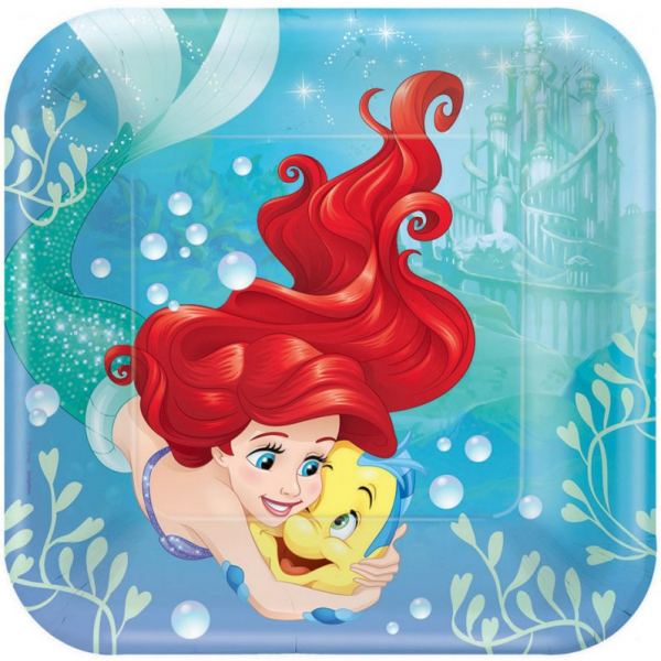 The Little Mermaid Ariel Dream Big 23cm Square Plates 8PK