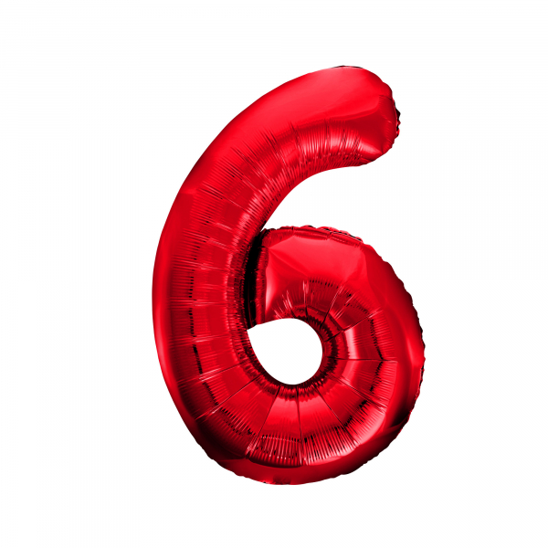 86cm 34 Inch Gaint Number Foil Balloon Red 6 Inflated with Helium