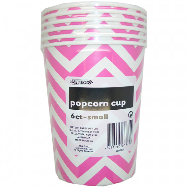 Chevron Popcorn Cups Small Pink 6PK