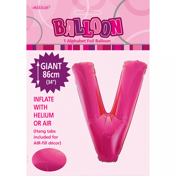 86cm 34 Inch Gaint Alphabet Foil Balloon Dark Pink V