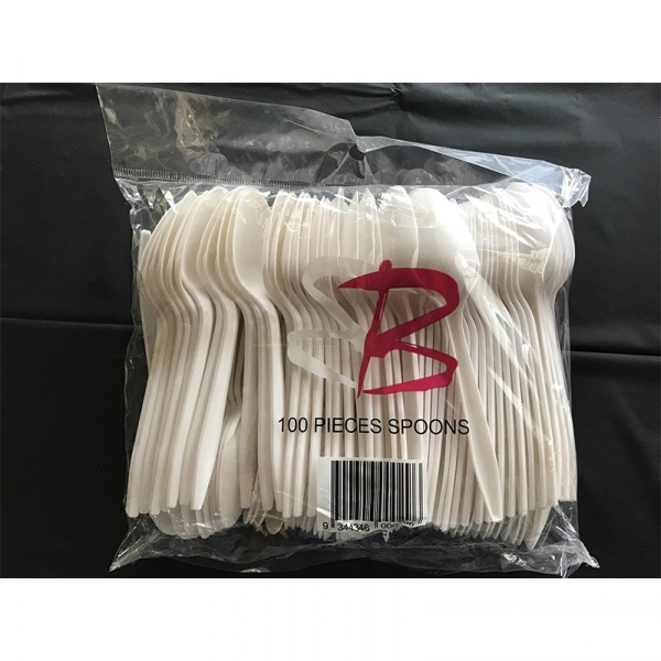 White Plastic Spoons 100PK