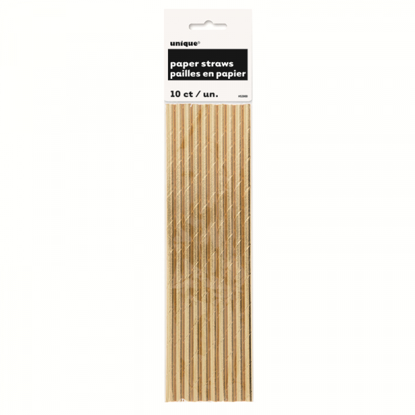 Metallic Gold Foil Paper Straws 10PK