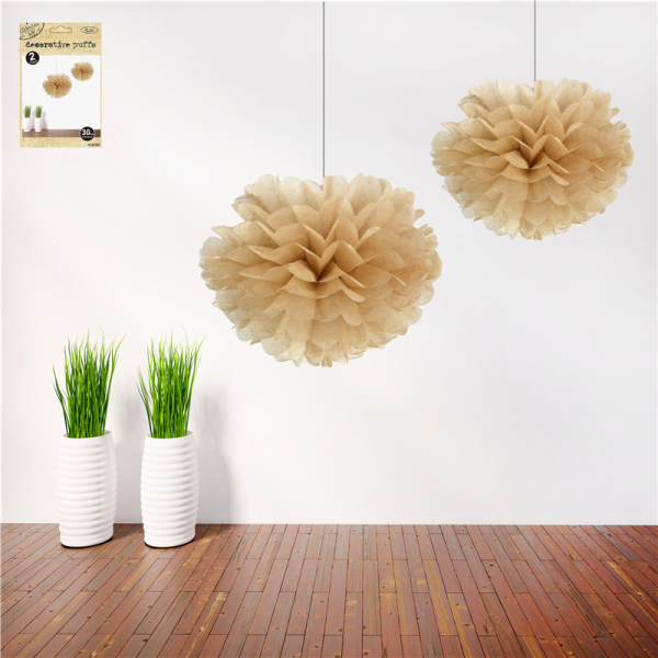 30cm Natural Decorative Puff 2PK