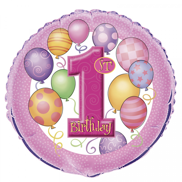 Happy 1st Birthday Pink Foil Balloon