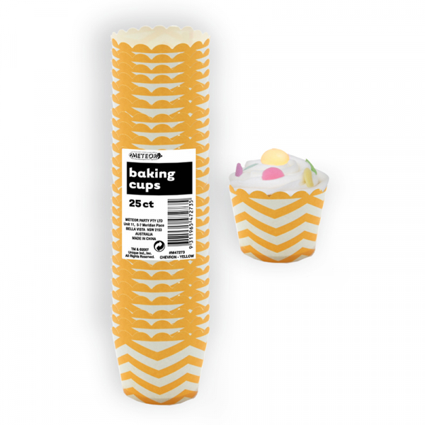 Chevron Baking Cups Yellow 25PK