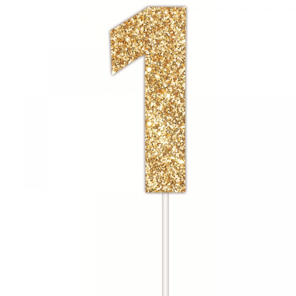 Golden Glitter Cake Topper 1