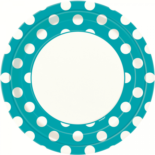 Polka Dots 23cm Plates Caribbean Teal 8PK